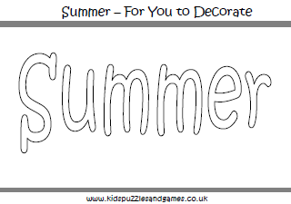 Summer Colouring Sheets - Kids Puzzles and Games