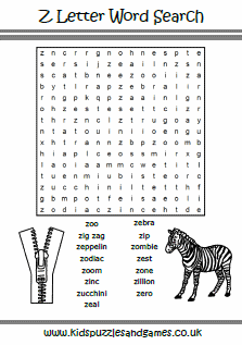Z Letter Word Search Kids Puzzles And Games