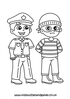 Police Station Colouring Page - Kids Puzzles and Games