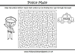 Police Station Colouring Page - Kids Puzzles and Games